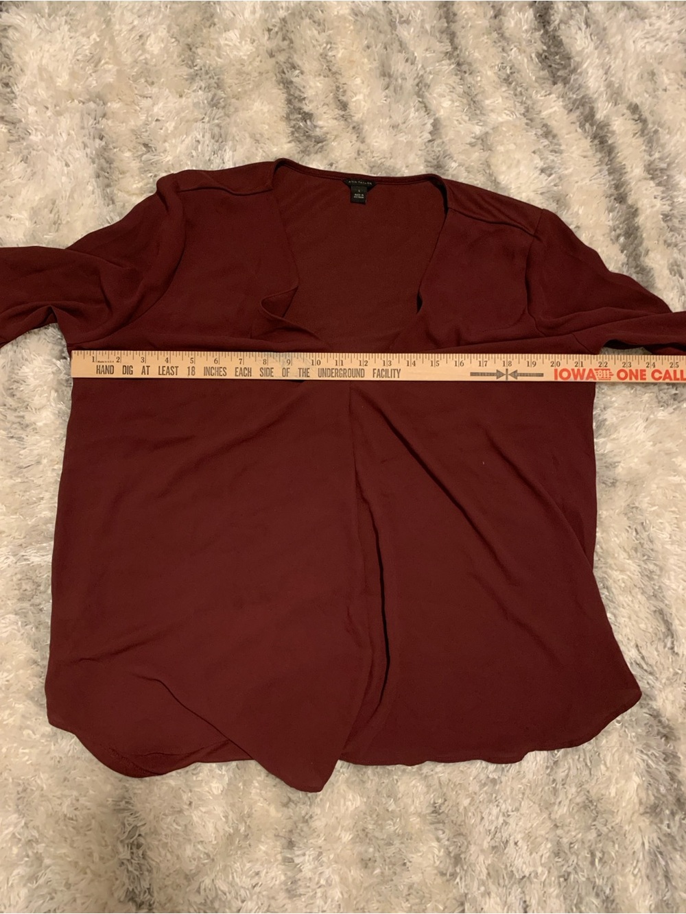 Ann Taylor Deep Red V-Neck Blouse - Picture 7 of 8